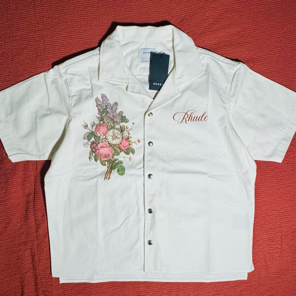 Rhude flower snap button shirt
